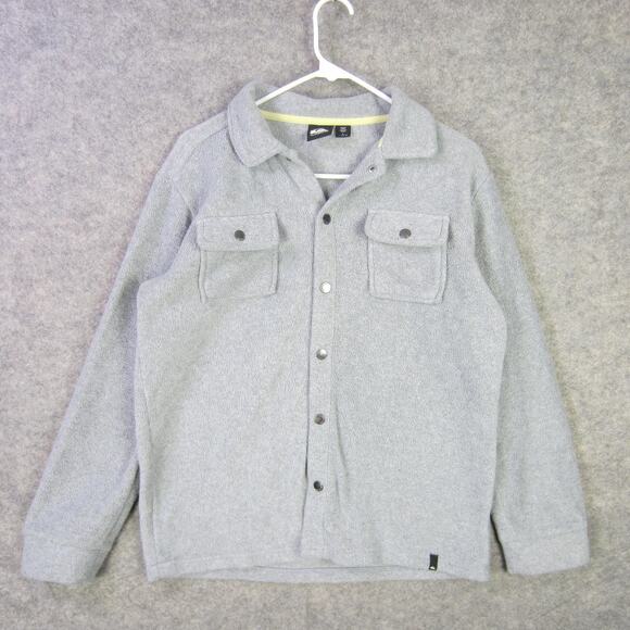 Quiksilver Jacket Mens Large Gray Fleece Sherpa Button Up Shirt Shacket Pockets - Picture 1 of 8